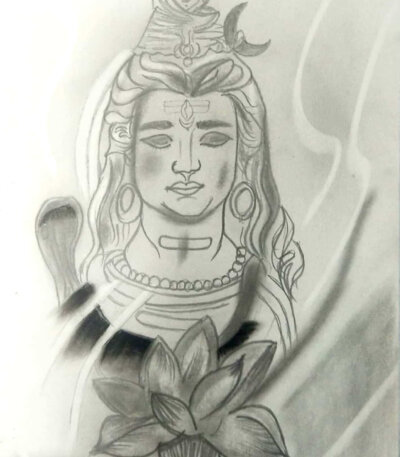 God Shankar Shivji Handmade Painting On Paper for Wall decor, Original and hand painted Charcoal painting to decorate your wall and space Perfect for gifting