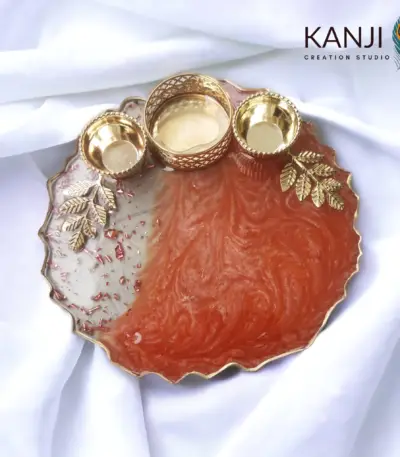 Resin Pooja Thali - Red Transparent Color