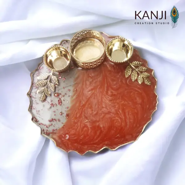 Resin Pooja Thali - Red Transparent Color